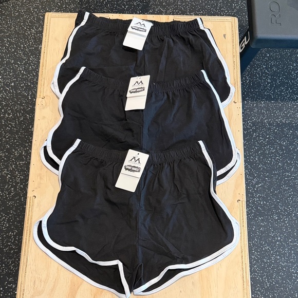 3 Pack Classic Black Women's Athletic Shorts with White Trim - Picture 5 of 8